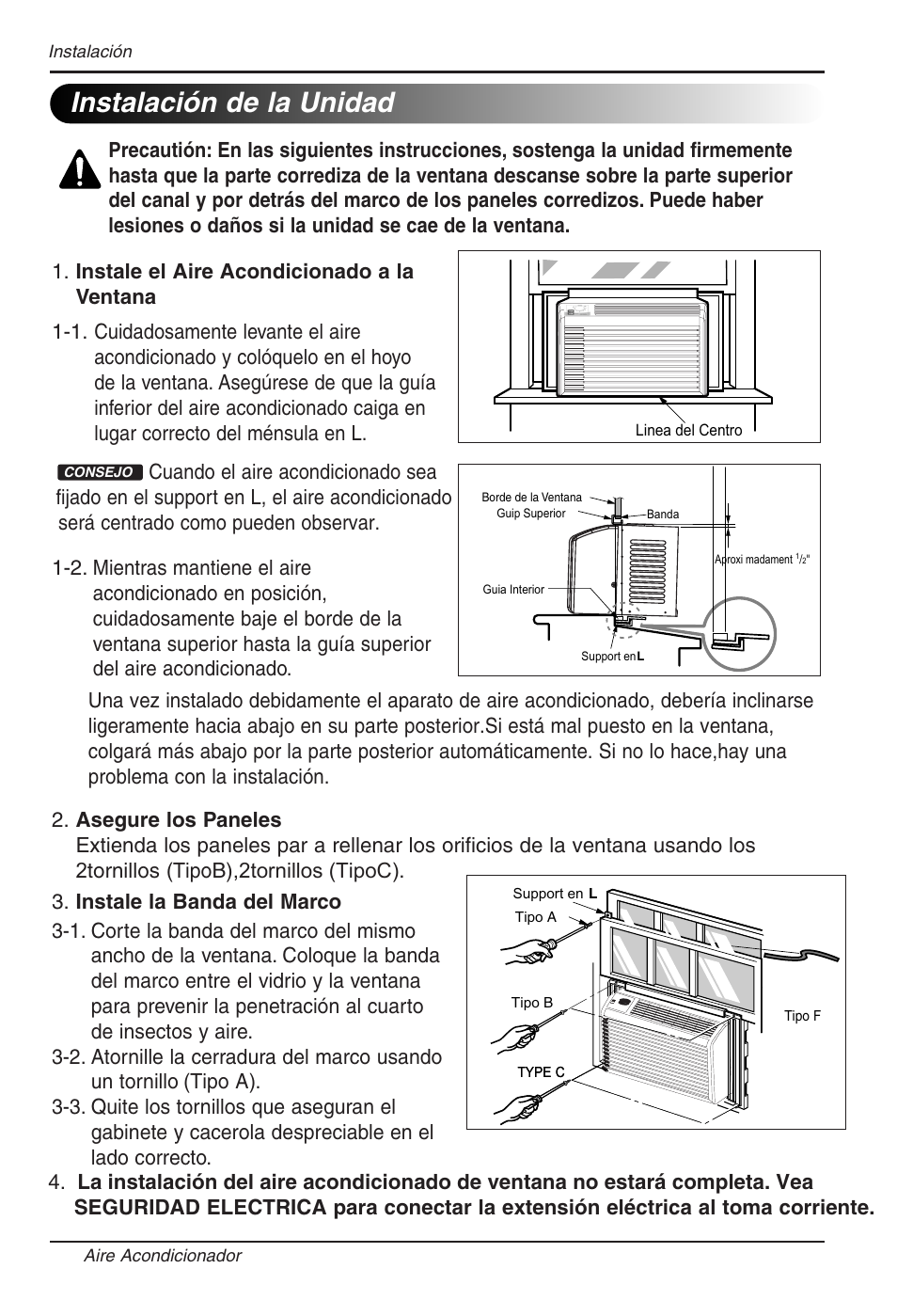 Instalación de la unidad | LG RG-51C.AWYAHCI User Manual | Page 34 / 40