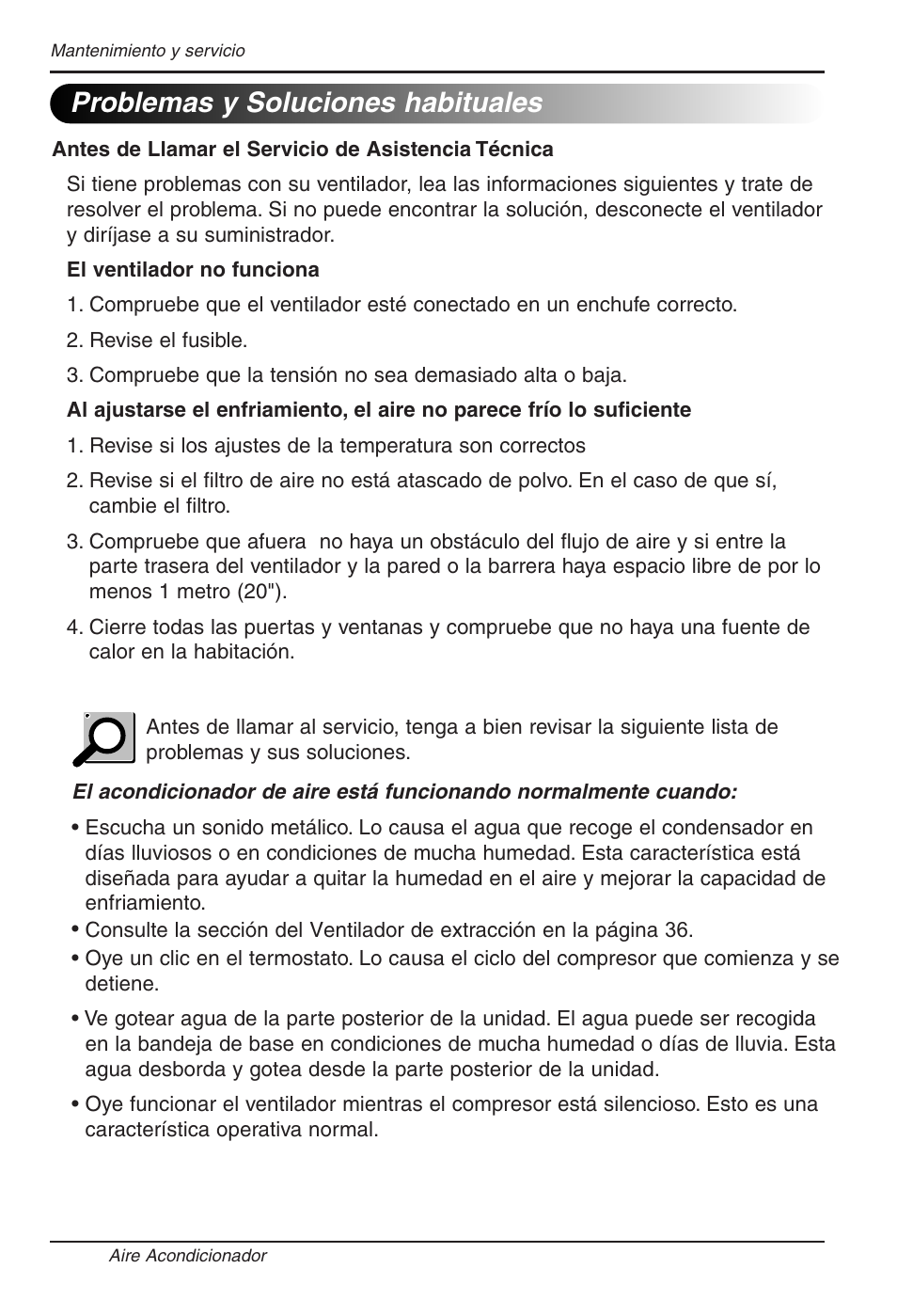 Problemas y soluciones habituales | LG RG-51C.AWYAHCI User Manual | Page 38 / 40