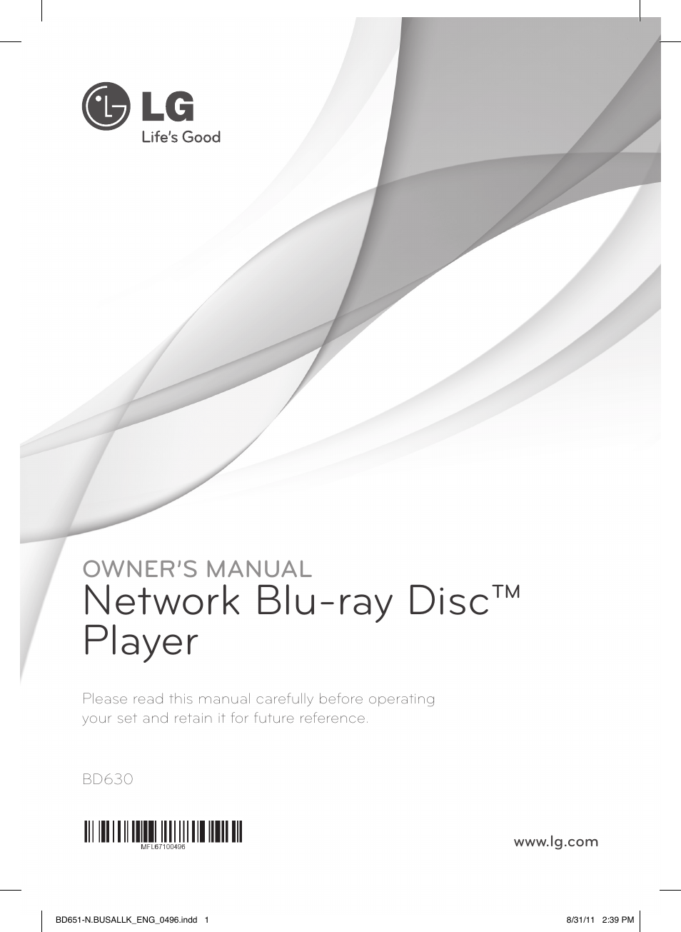 LG BD630 User Manual | 58 pages
