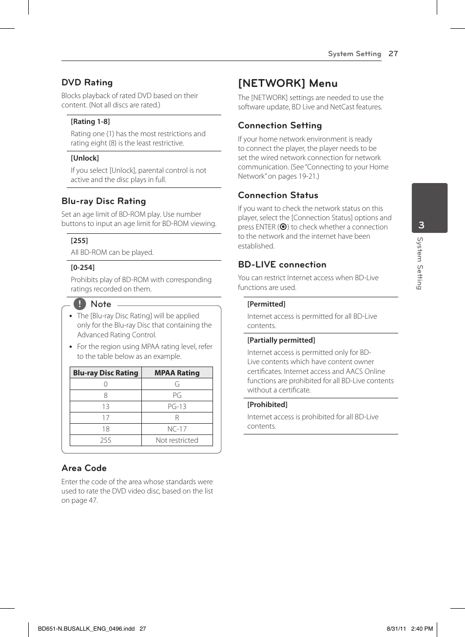 Network] menu | LG BD630 User Manual | Page 27 / 58