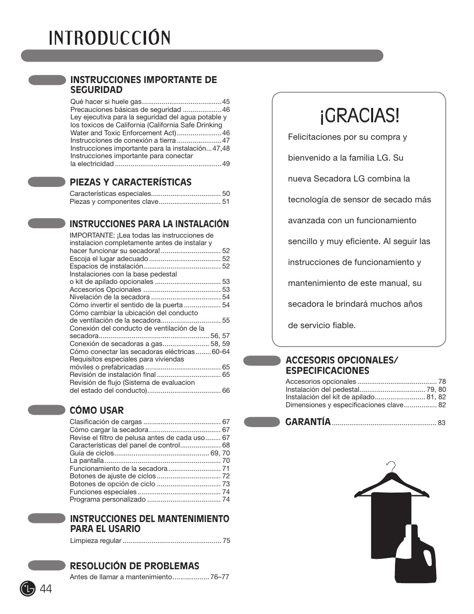 Gracias | LG DLE2701V User Manual | Page 44 / 120