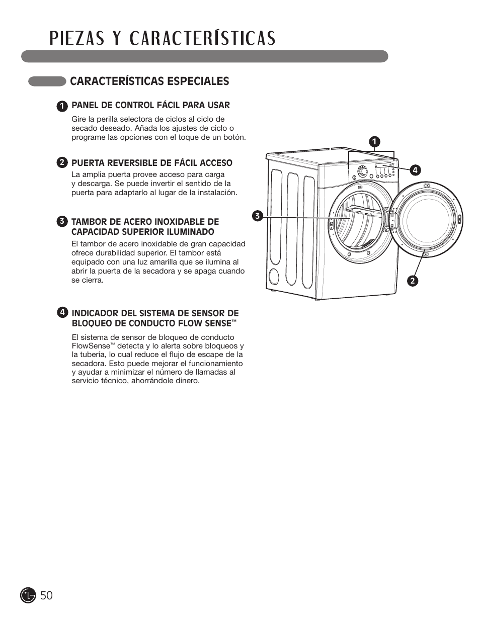 Características especiales | LG DLE2701V User Manual | Page 50 / 120