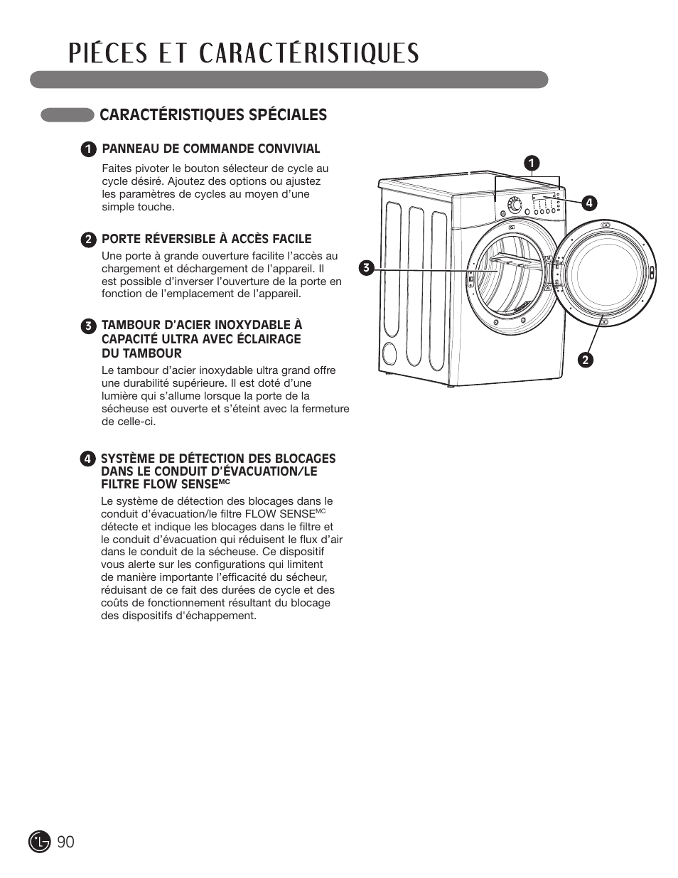 Caractéristiques spéciales | LG DLE2701V User Manual | Page 90 / 120