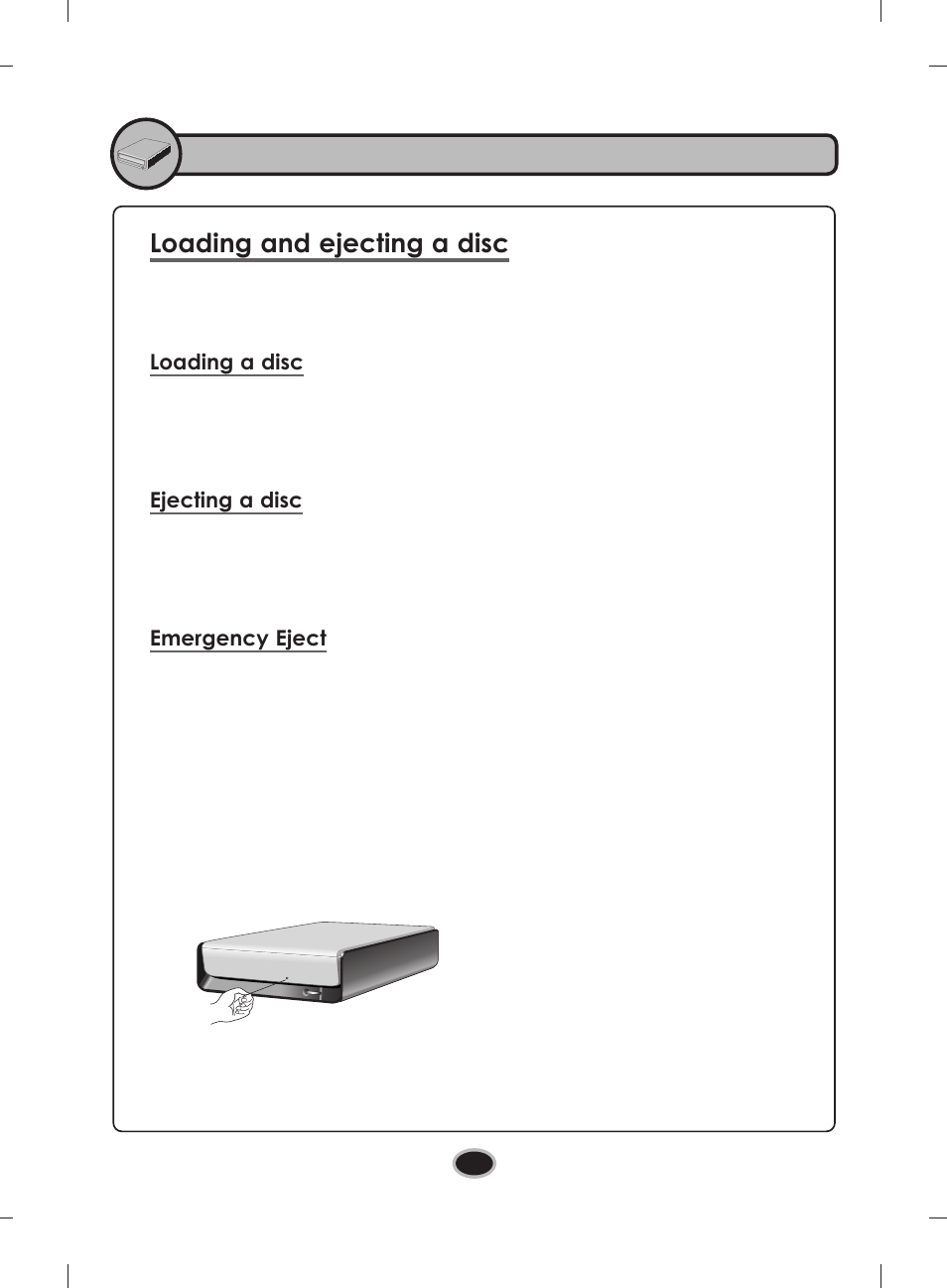 Operation, Loading and ejecting a disc | LG BE08LU20 User Manual | Page 11 / 15