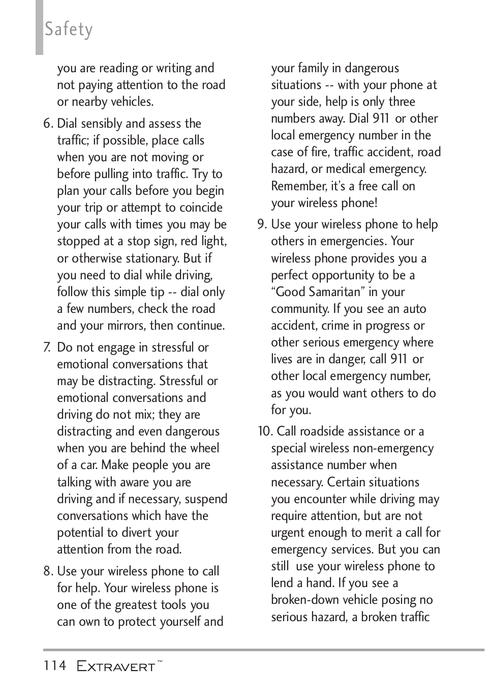 Safety | LG VN271 User Manual | Page 116 / 270