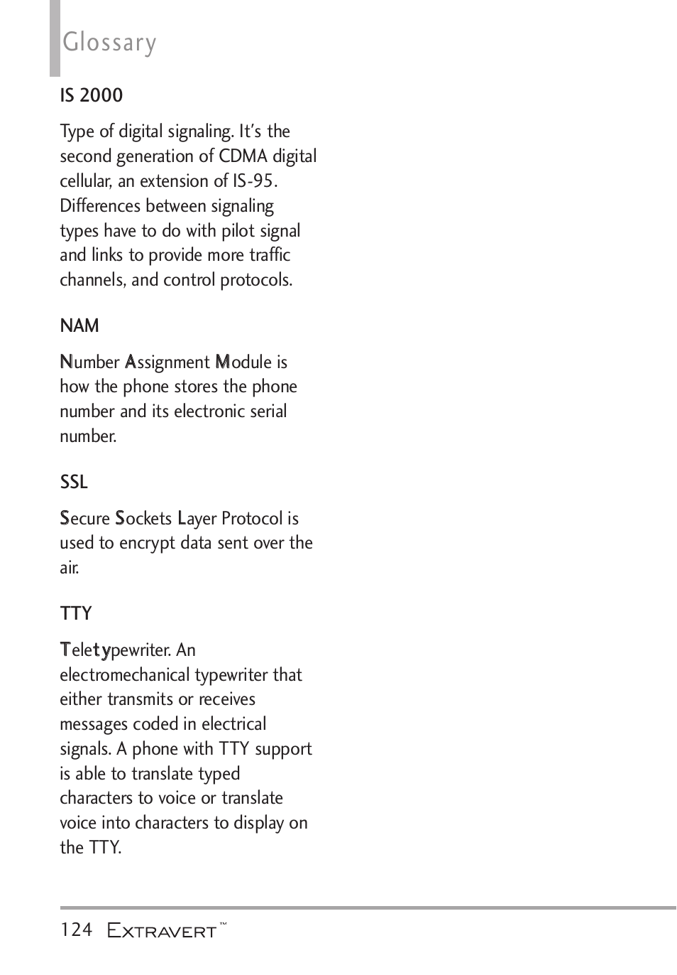 Glossary | LG VN271 User Manual | Page 126 / 270