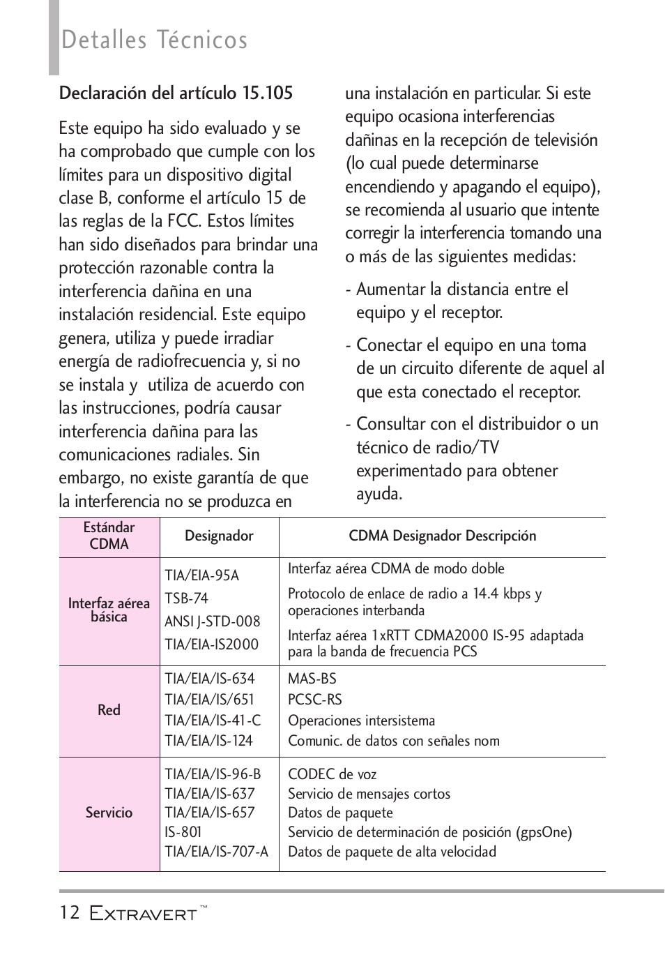 Detalles técnicos | LG VN271 User Manual | Page 144 / 270