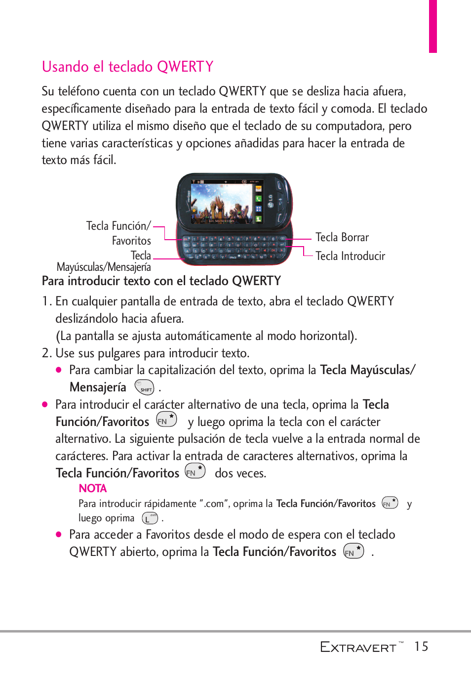 Usando el teclado qwerty | LG VN271 User Manual | Page 147 / 270