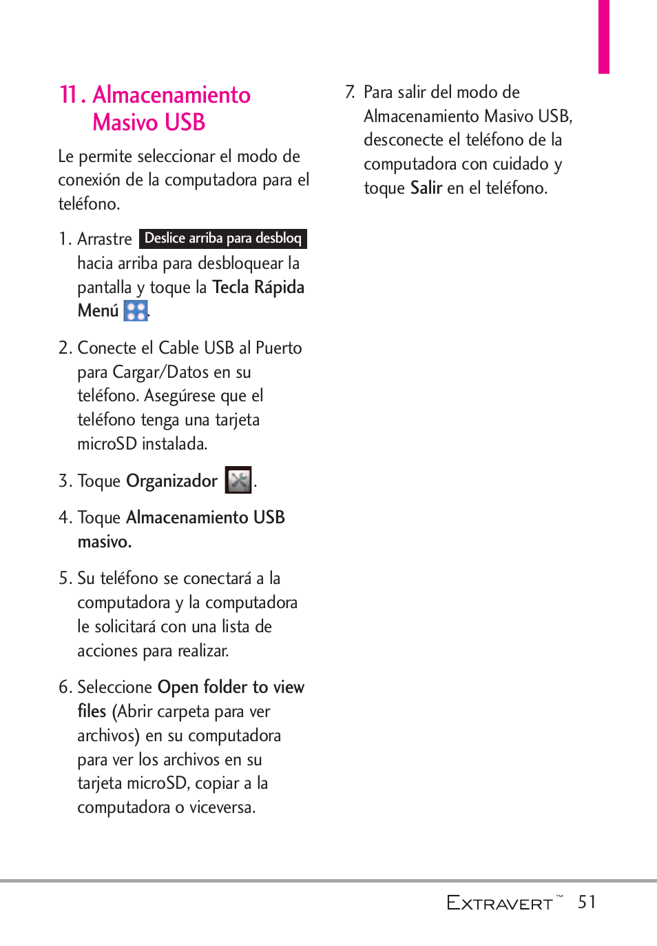 Almacenamiento masivo usb, Almacenamiento masivo usb51 | LG VN271 User Manual | Page 183 / 270