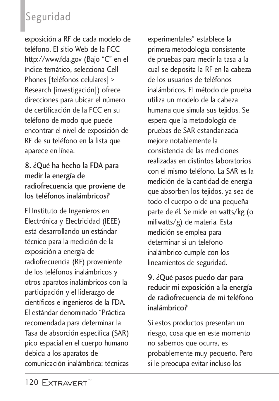 Seguridad | LG VN271 User Manual | Page 252 / 270