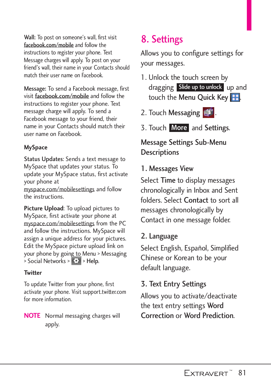 Settings | LG VN271 User Manual | Page 83 / 270