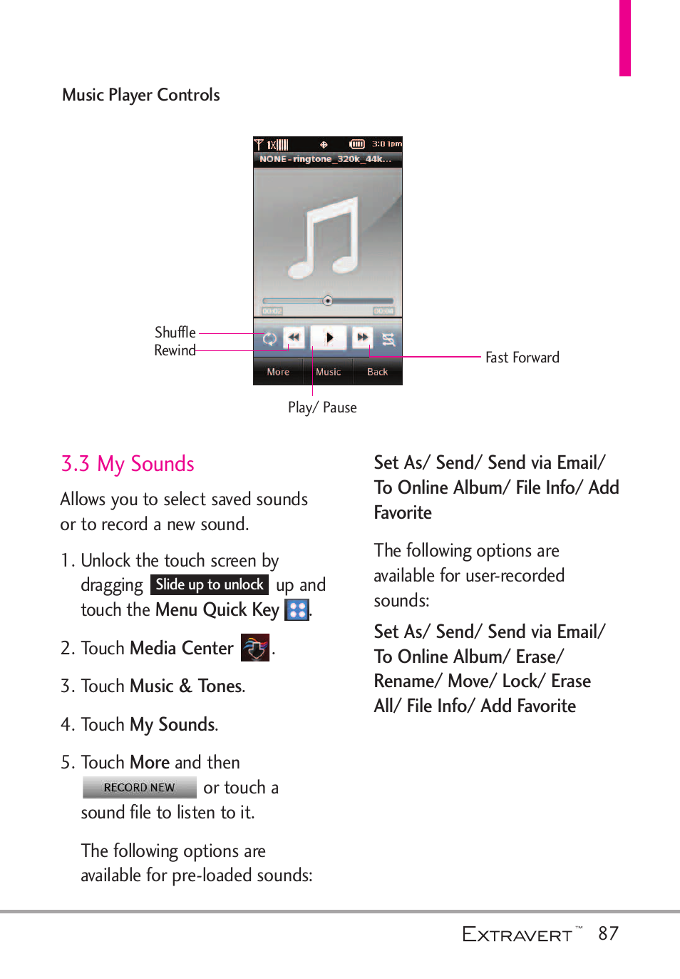 3 my sounds, Picture & video | LG VN271 User Manual | Page 89 / 270