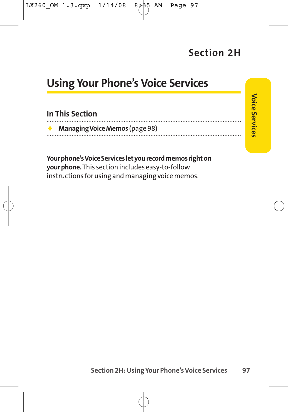 Using your phone’s voice services | LG LGLX260 User Manual | Page 115 / 220