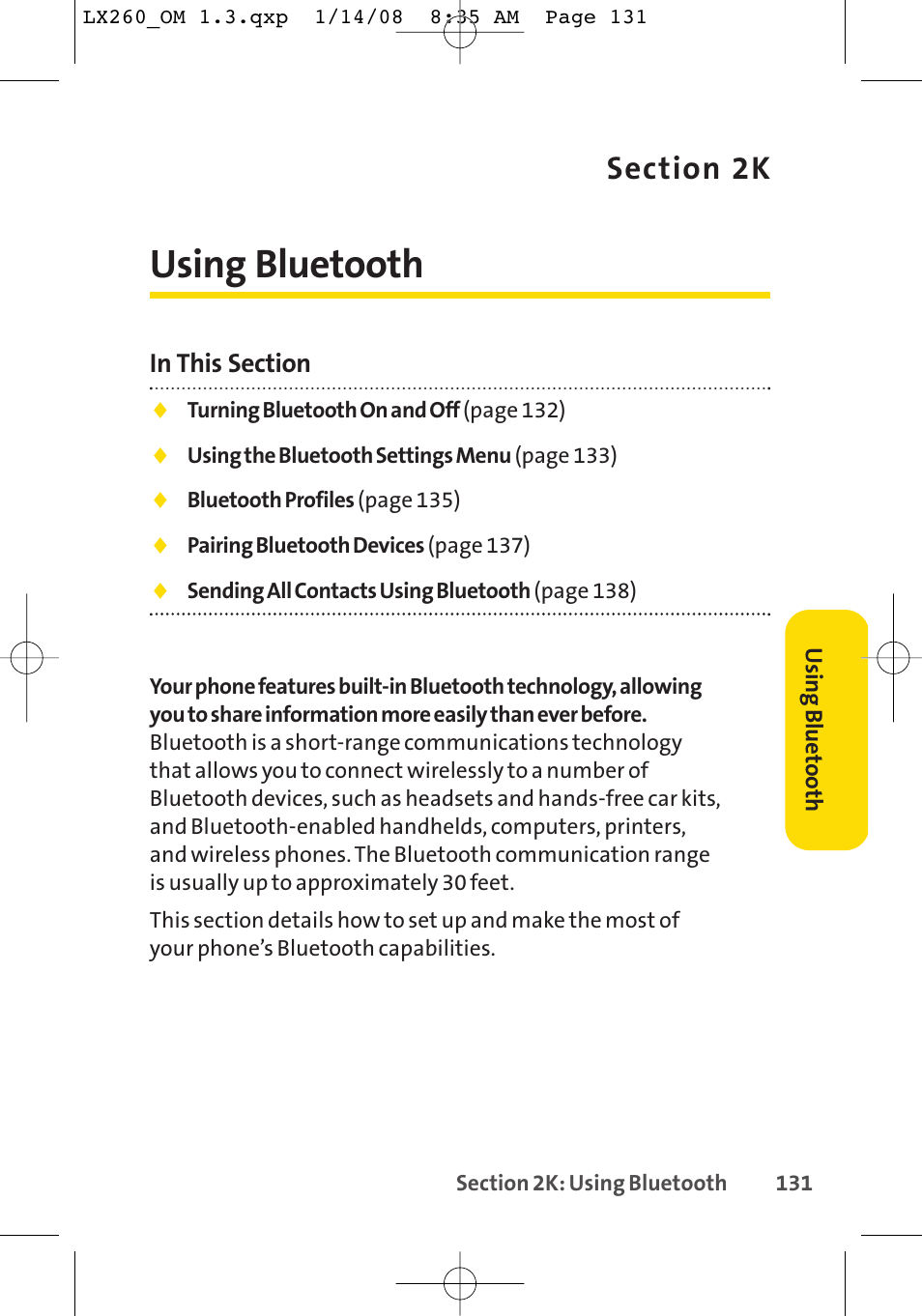 Using bluetooth | LG LGLX260 User Manual | Page 149 / 220