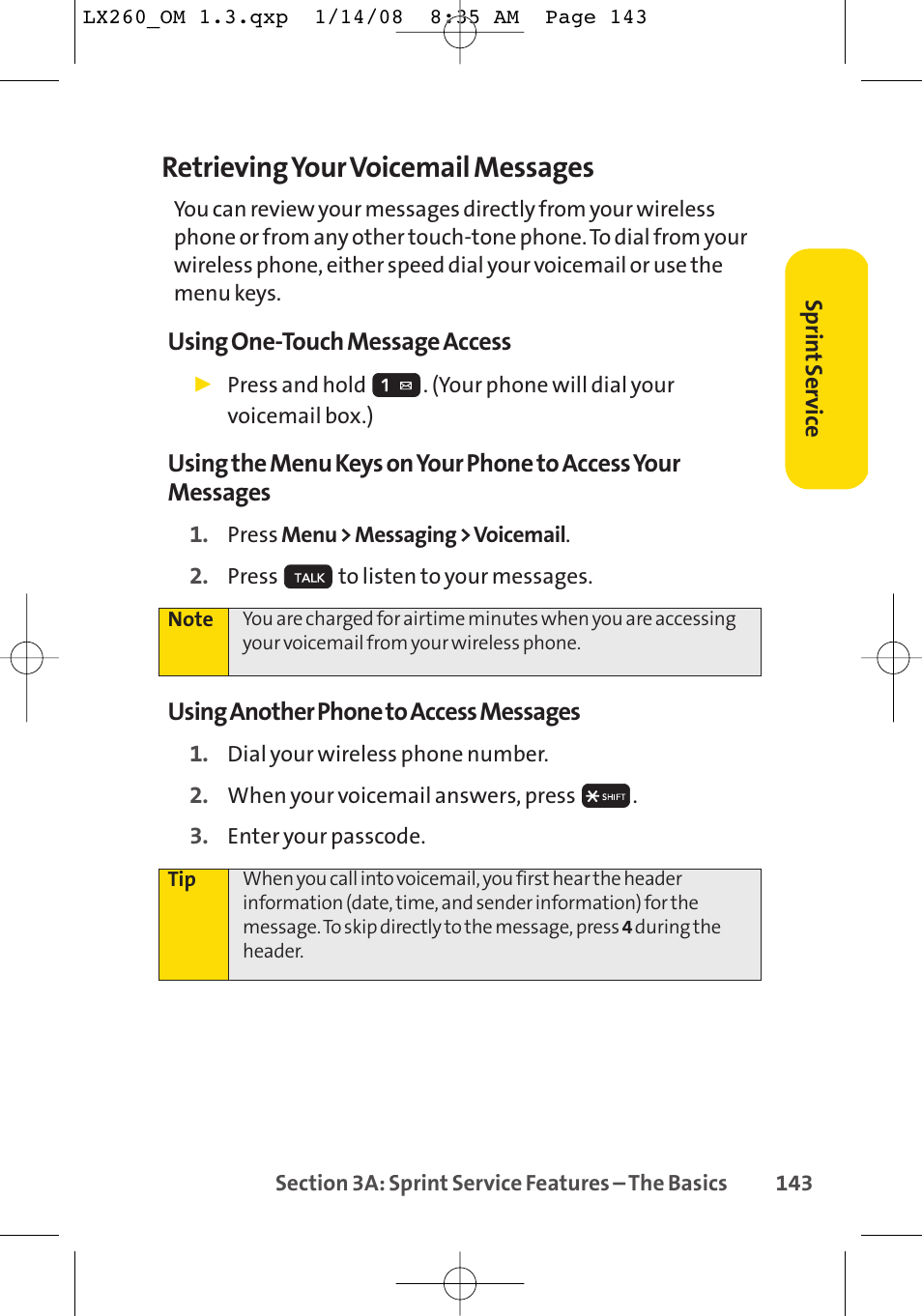 Retrievingyour voicemail messages | LG LGLX260 User Manual | Page 161 / 220