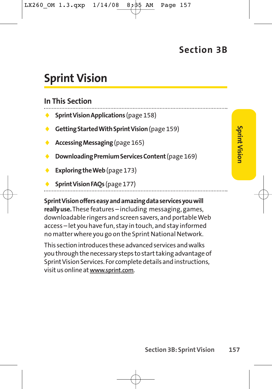 Sprint vision | LG LGLX260 User Manual | Page 175 / 220