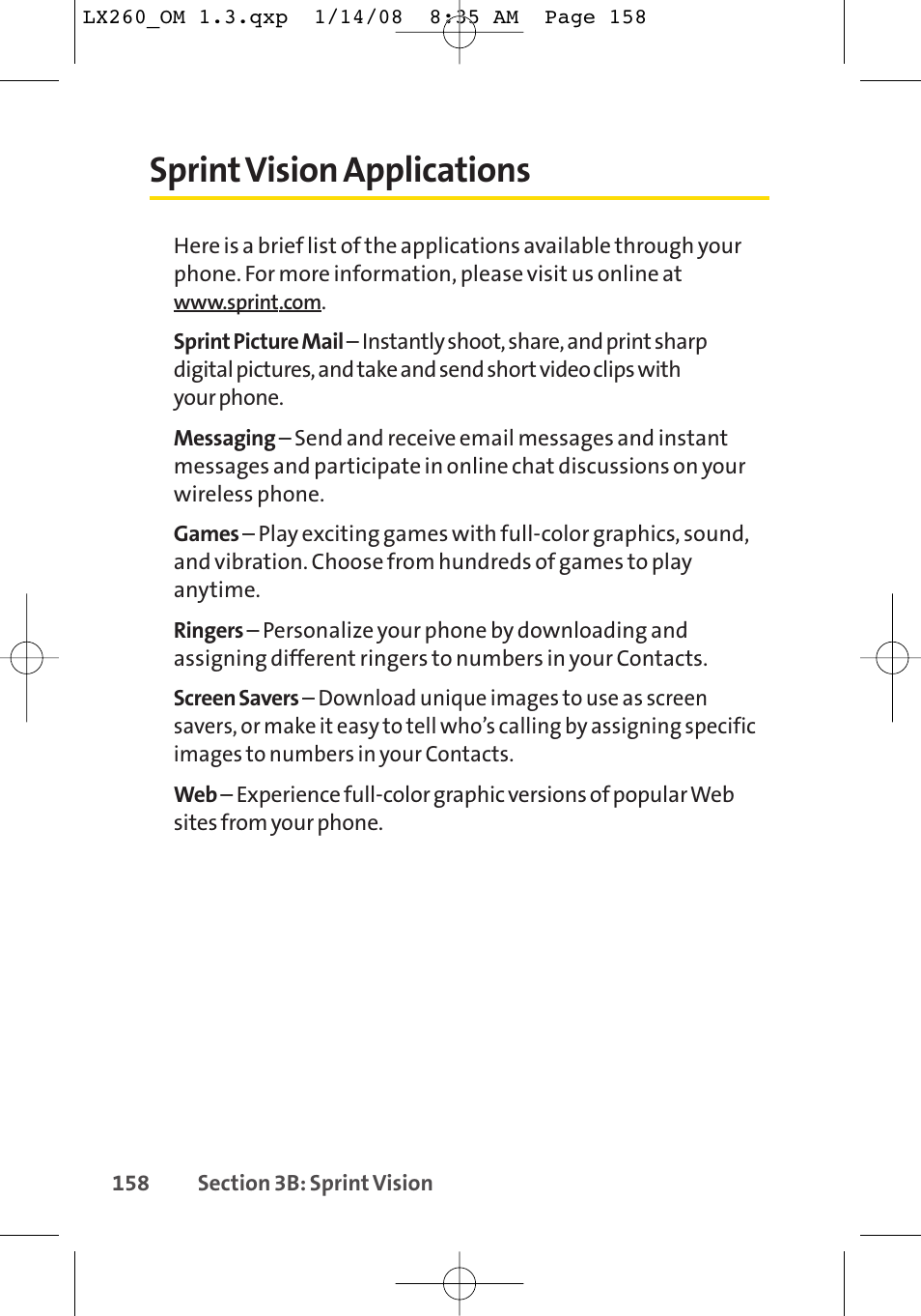 Sprint vision applications | LG LGLX260 User Manual | Page 176 / 220