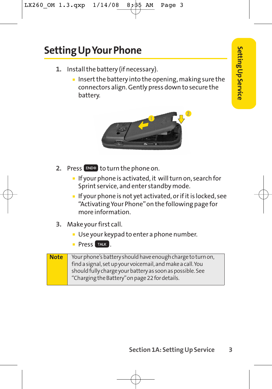 Setting up your phone | LG LGLX260 User Manual | Page 21 / 220