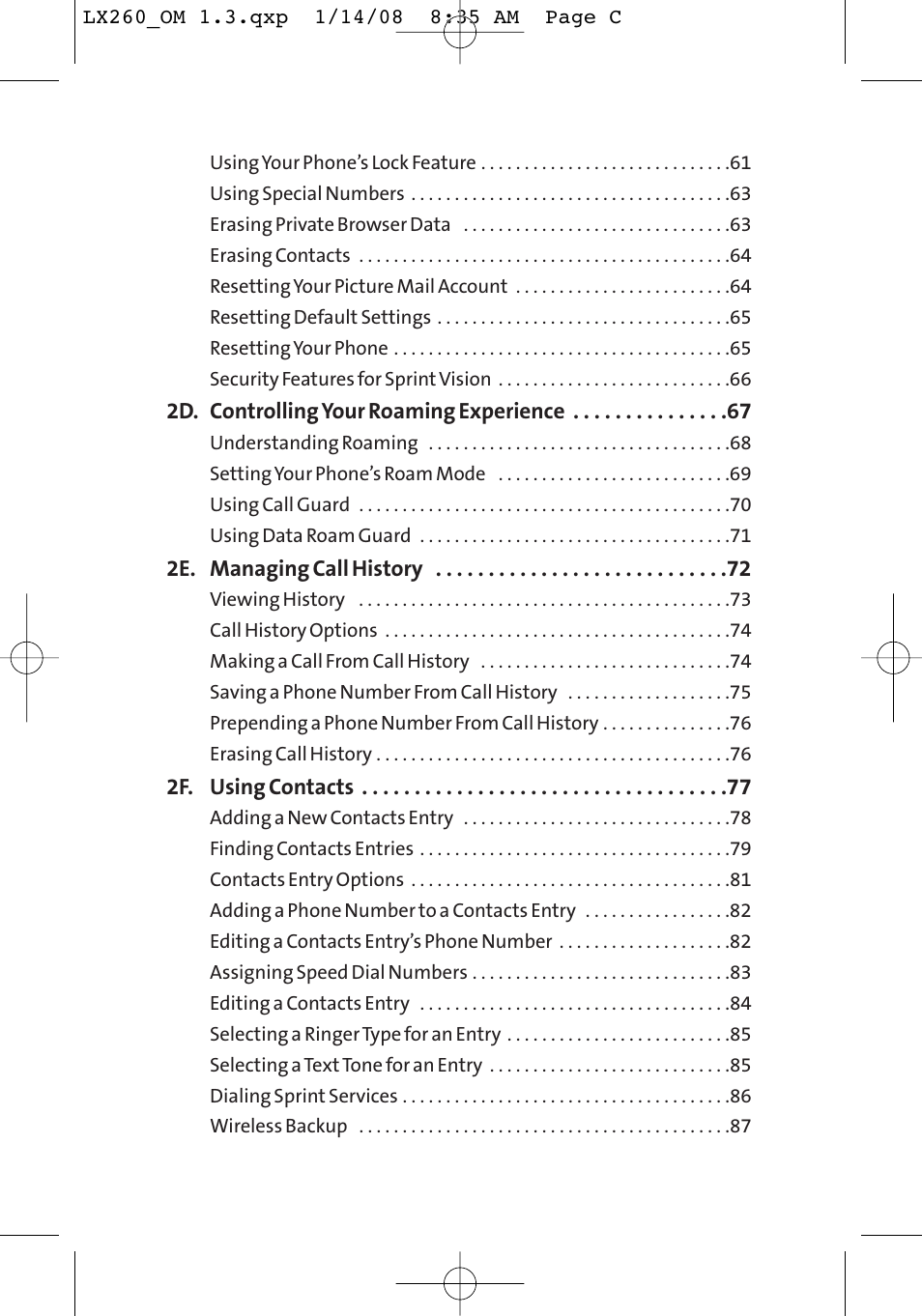 LG LGLX260 User Manual | Page 5 / 220