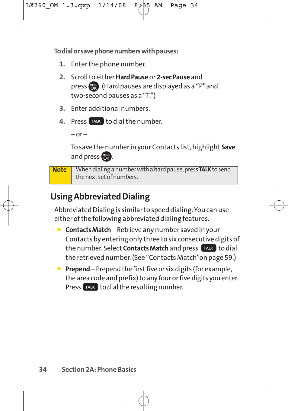 Using abbreviated dialing | LG LGLX260 User Manual | Page 52 / 220