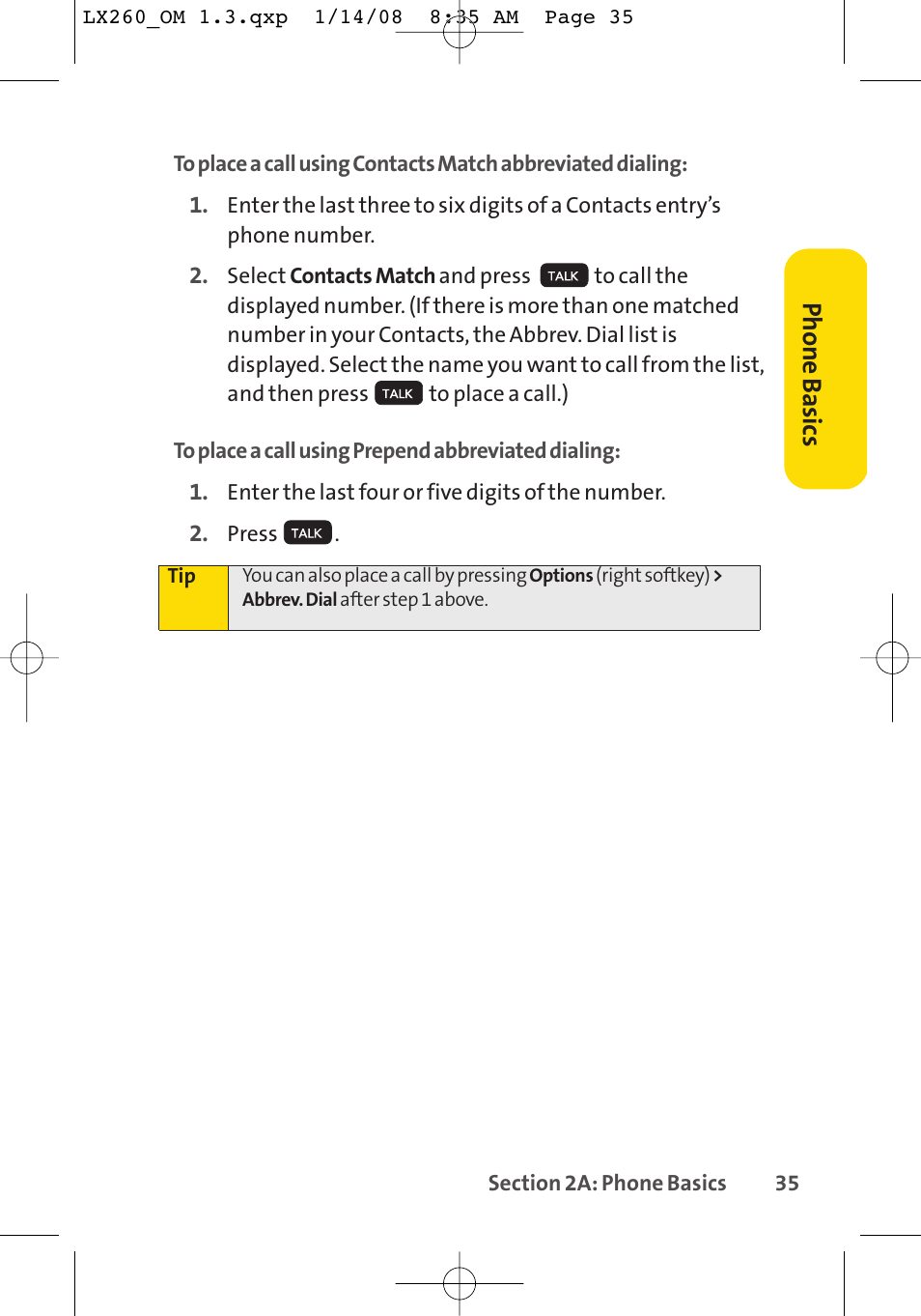 Phone basics | LG LGLX260 User Manual | Page 53 / 220