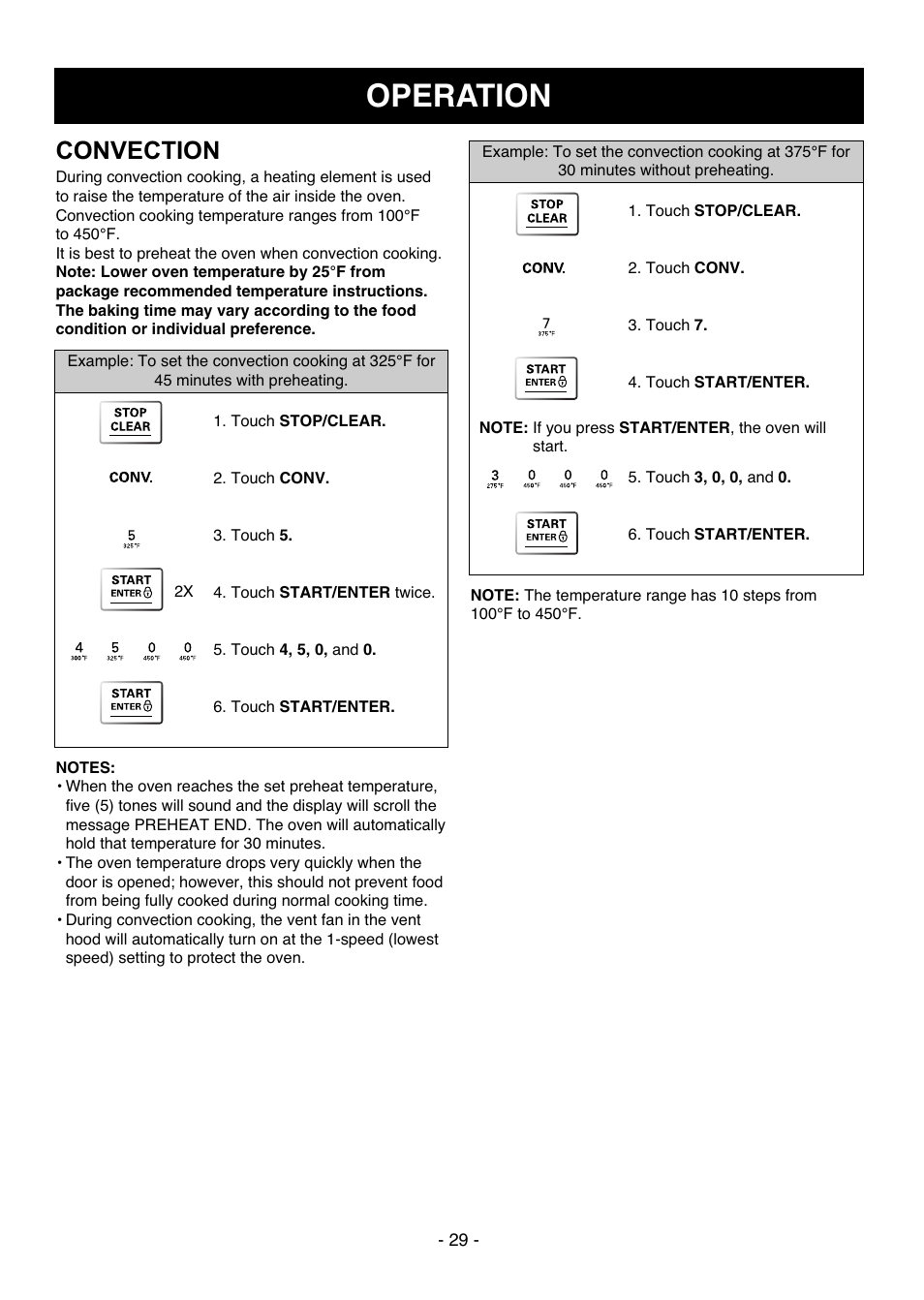 Operation, Convection | LG LMVH1711ST User Manual | Page 29 / 48