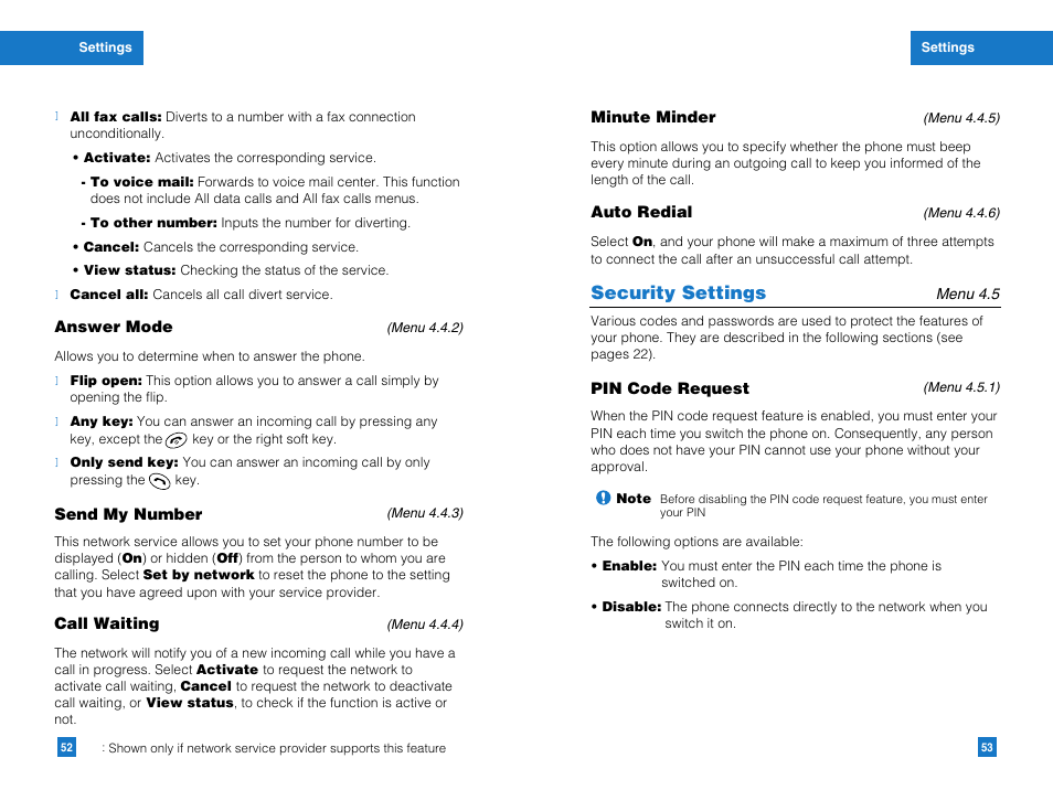 Security settings | LG G4011GO User Manual | Page 28 / 50