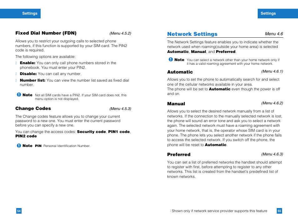 Network settings | LG G4011GO User Manual | Page 29 / 50