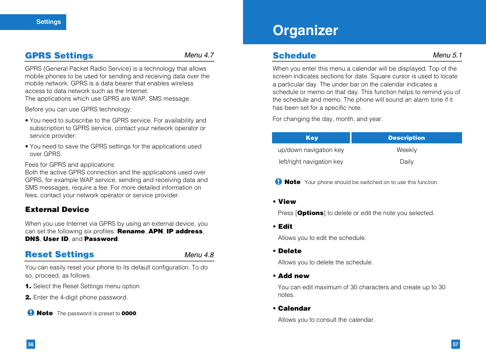 Organizer | LG G4011GO User Manual | Page 30 / 50