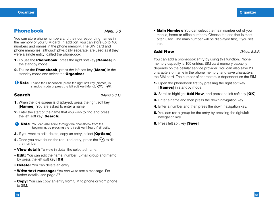 Phonebook | LG G4011GO User Manual | Page 32 / 50