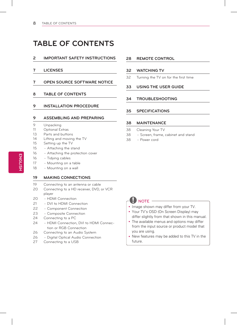 LG 60PA6500 User Manual | Page 8 / 52