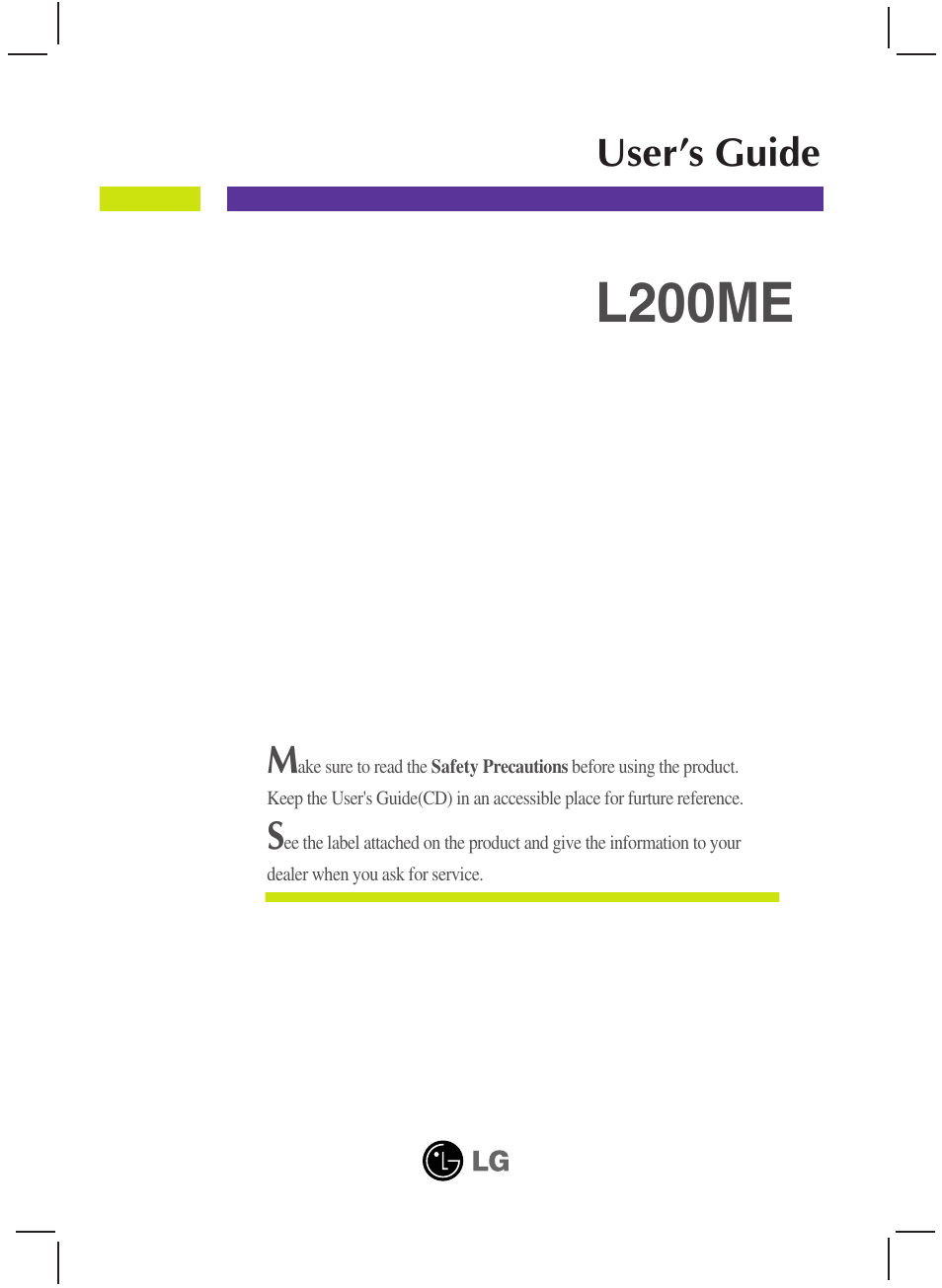 LG L200ME-BF User Manual | 25 pages