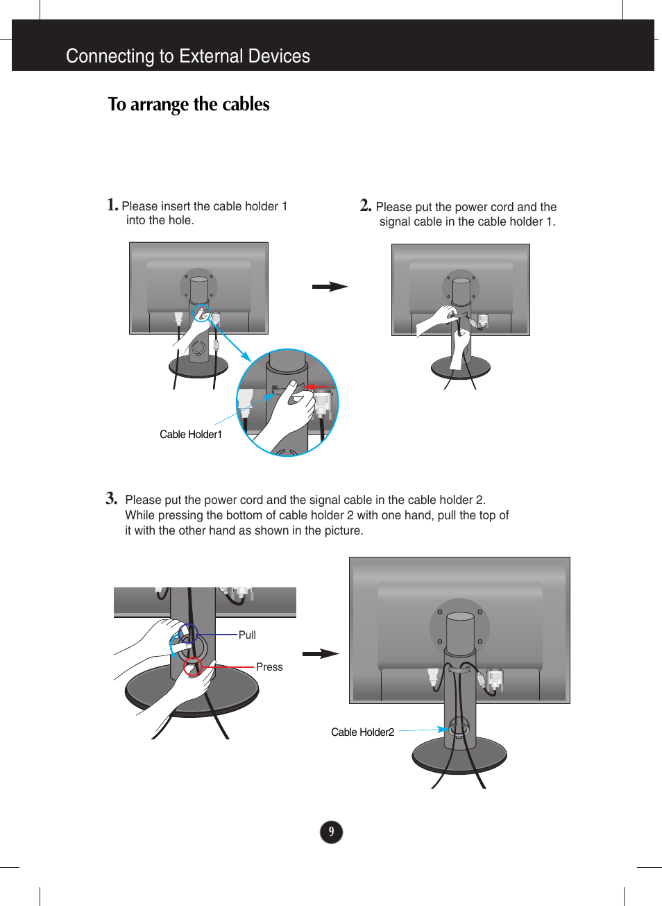 To arrange the cables | LG L200ME-BF User Manual | Page 10 / 25