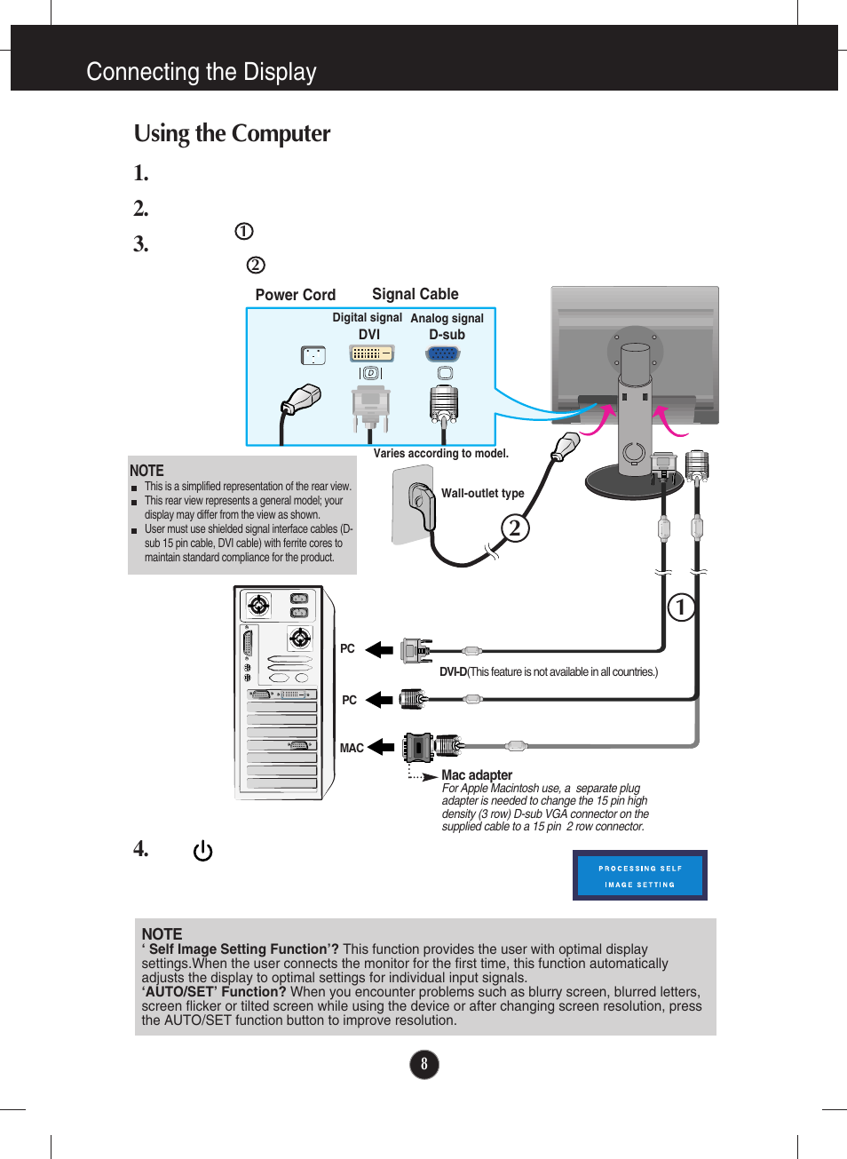 Using the computer, Connecting the display using the computer | LG L200ME-BF User Manual | Page 9 / 25