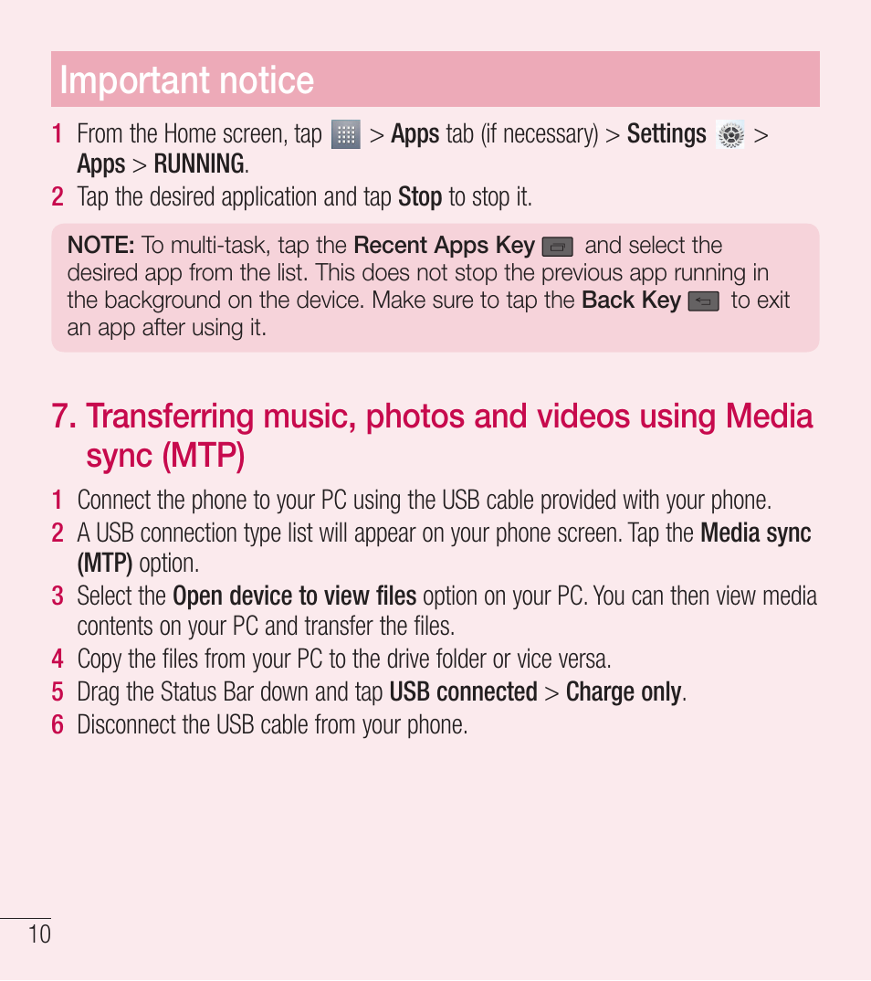 Important notice | LG LGL39C User Manual | Page 11 / 201