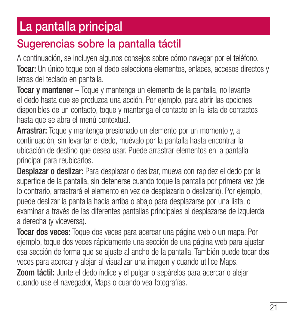 La pantalla principal | LG LGL39C User Manual | Page 118 / 201