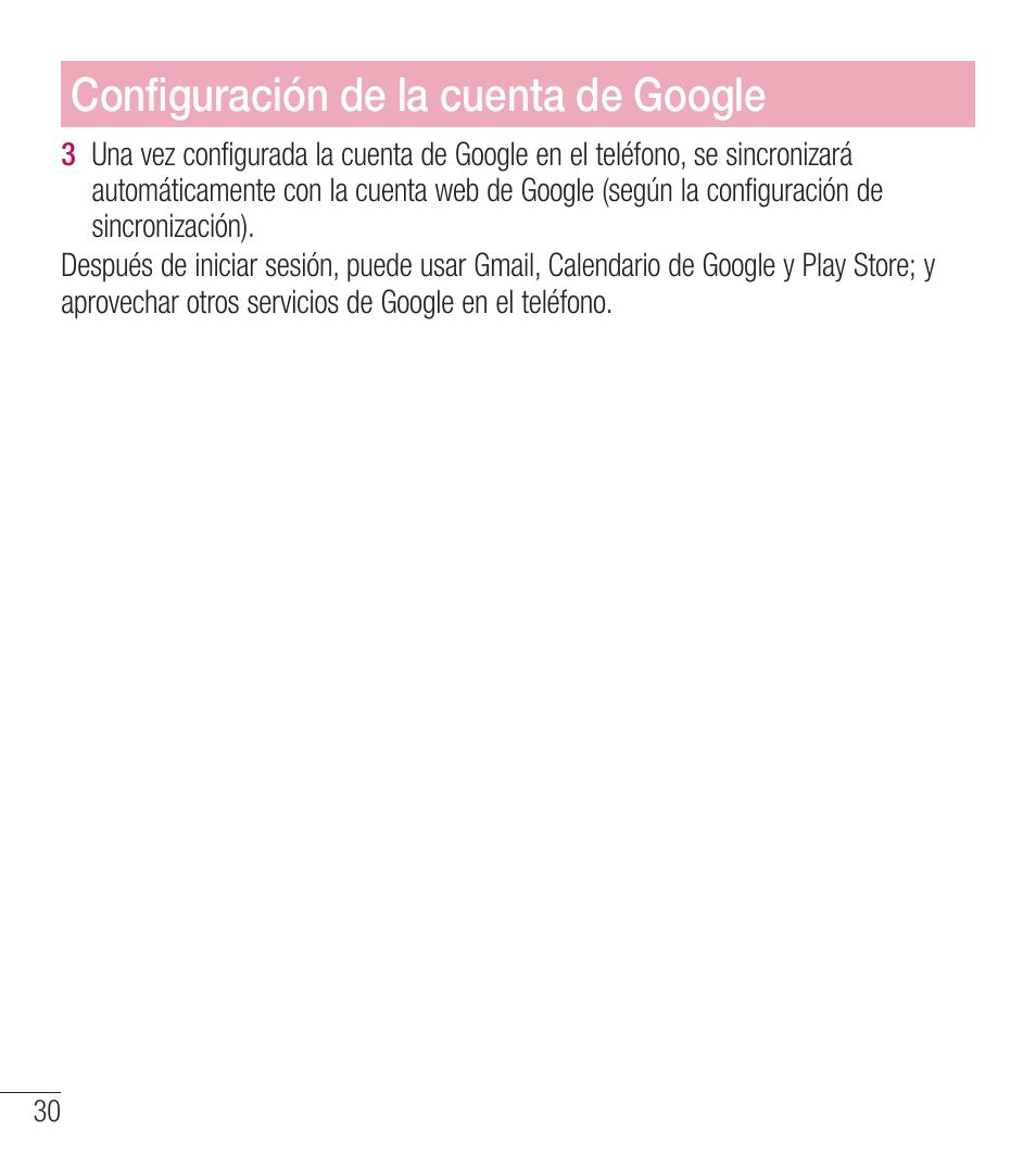 Conﬁguración de la cuenta de google | LG LGL39C User Manual | Page 127 / 201