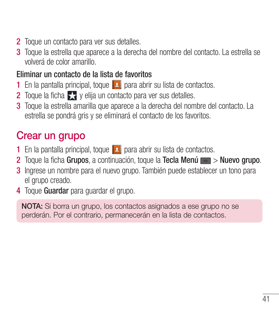 Crear un grupo | LG LGL39C User Manual | Page 138 / 201