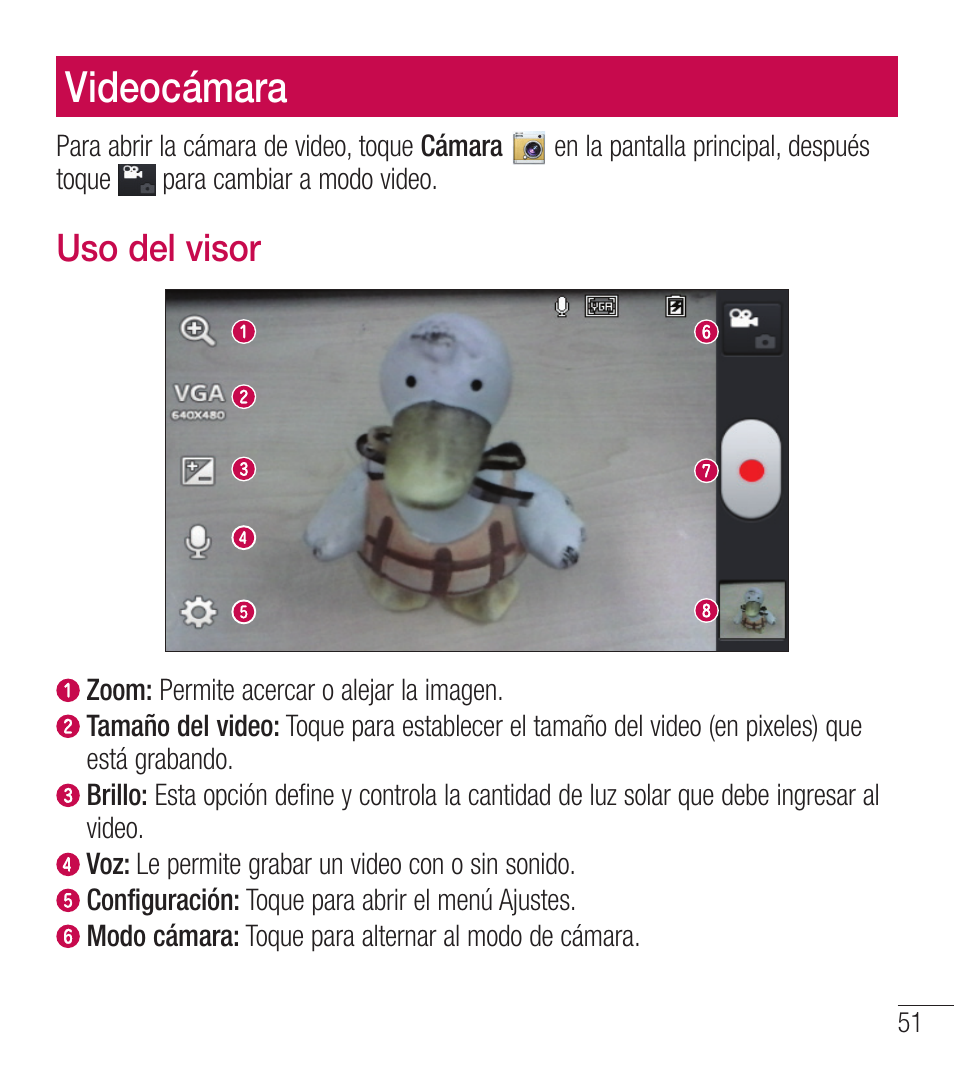 Videocámara, Uso del visor | LG LGL39C User Manual | Page 148 / 201