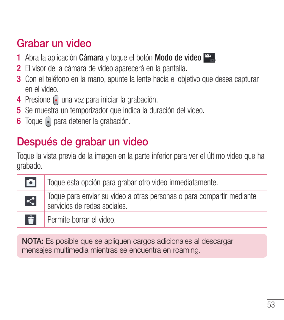 Grabar un video, Después de grabar un video | LG LGL39C User Manual | Page 150 / 201