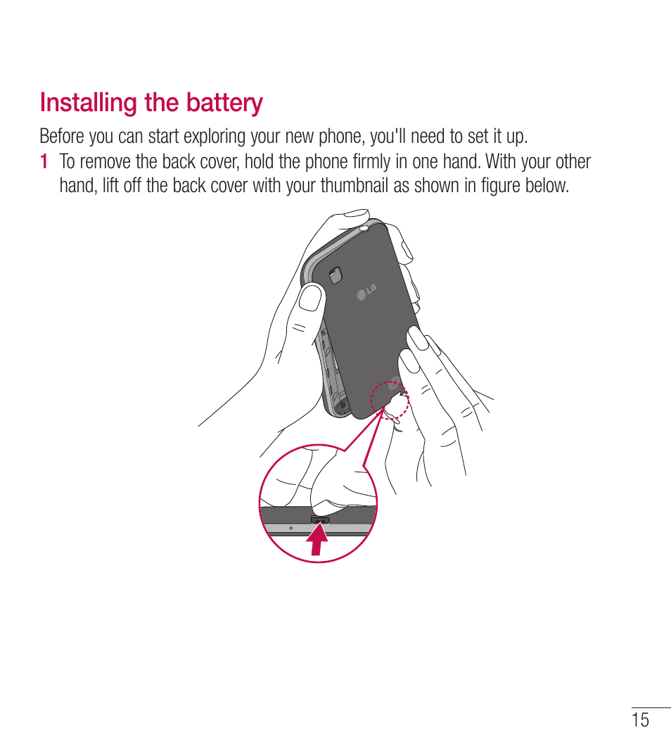 Installing the battery | LG LGL39C User Manual | Page 16 / 201