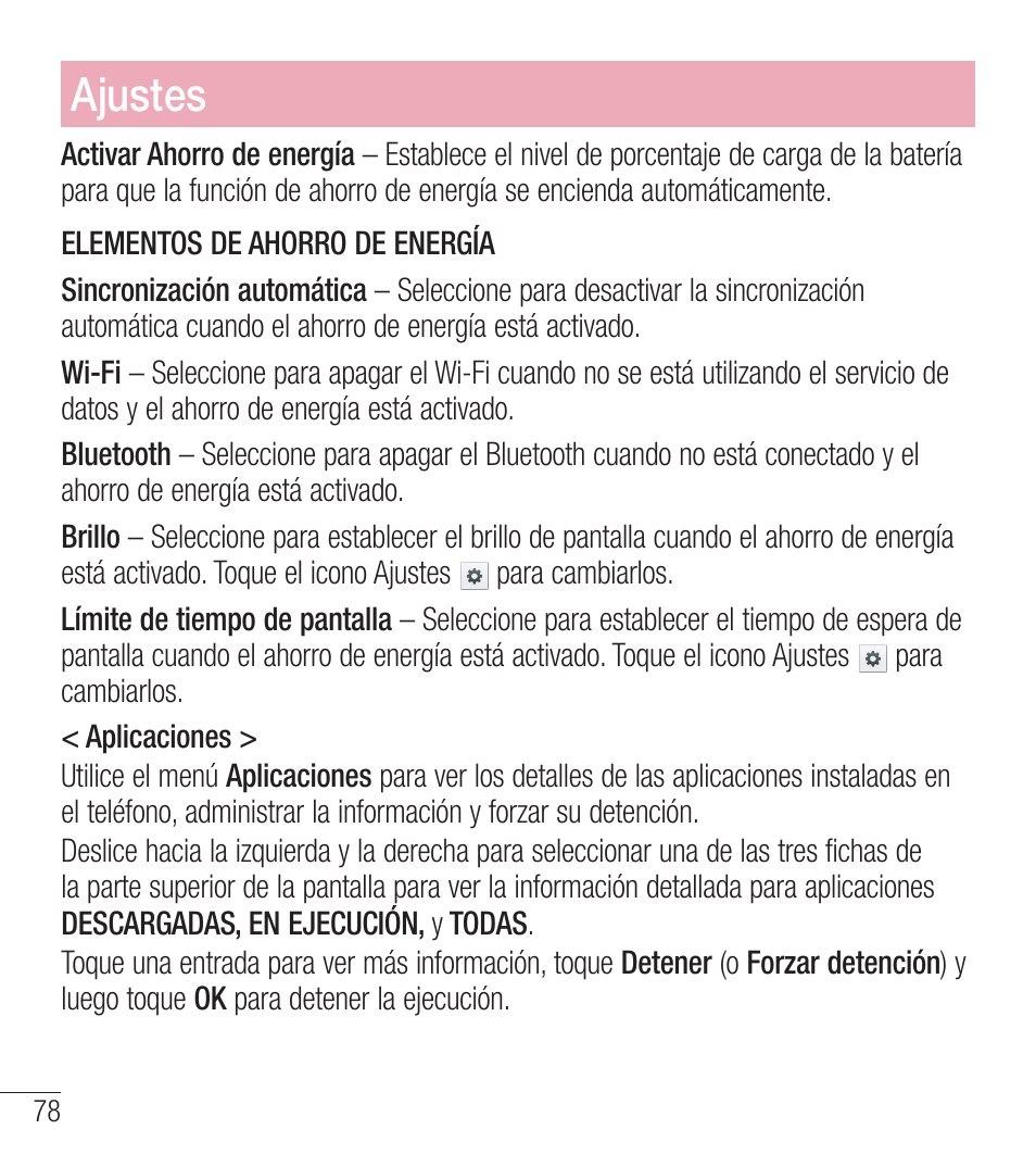 Ajustes | LG LGL39C User Manual | Page 175 / 201