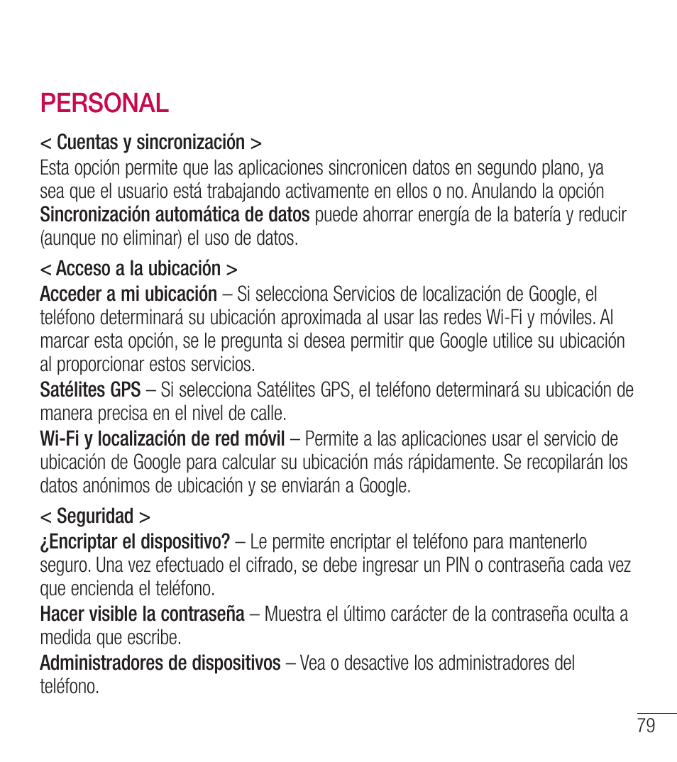 Personal | LG LGL39C User Manual | Page 176 / 201