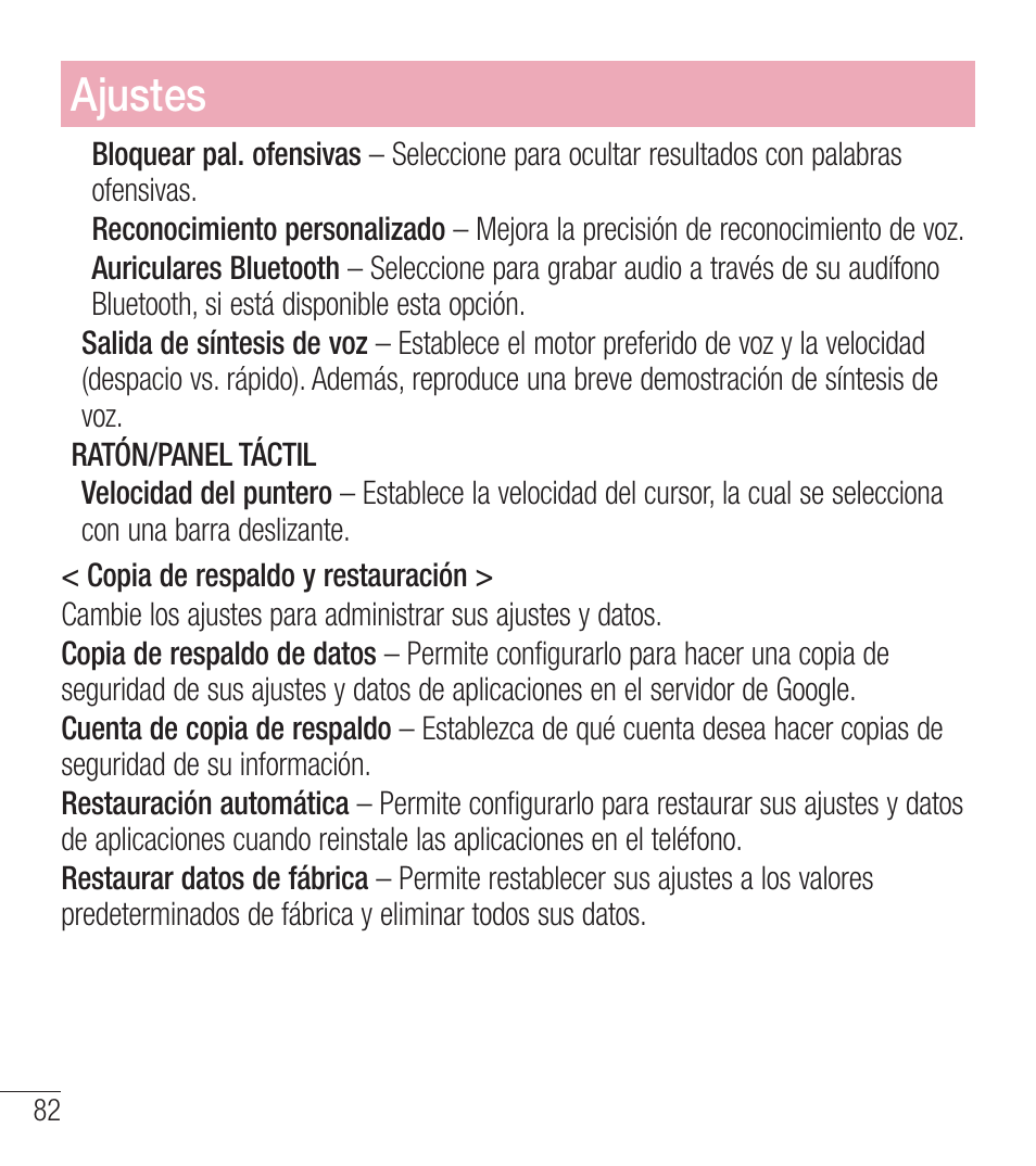 Ajustes | LG LGL39C User Manual | Page 179 / 201