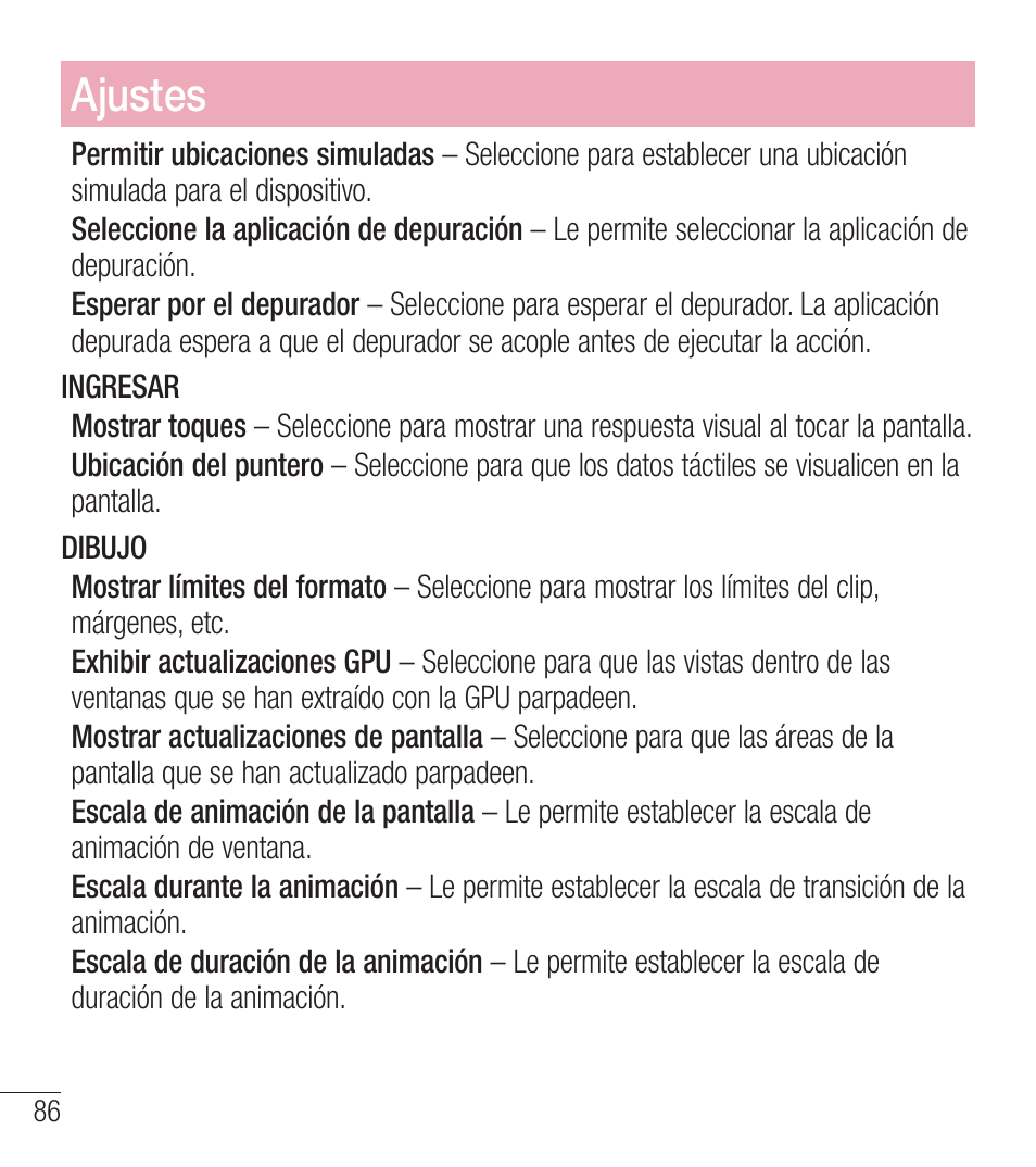 Ajustes | LG LGL39C User Manual | Page 183 / 201
