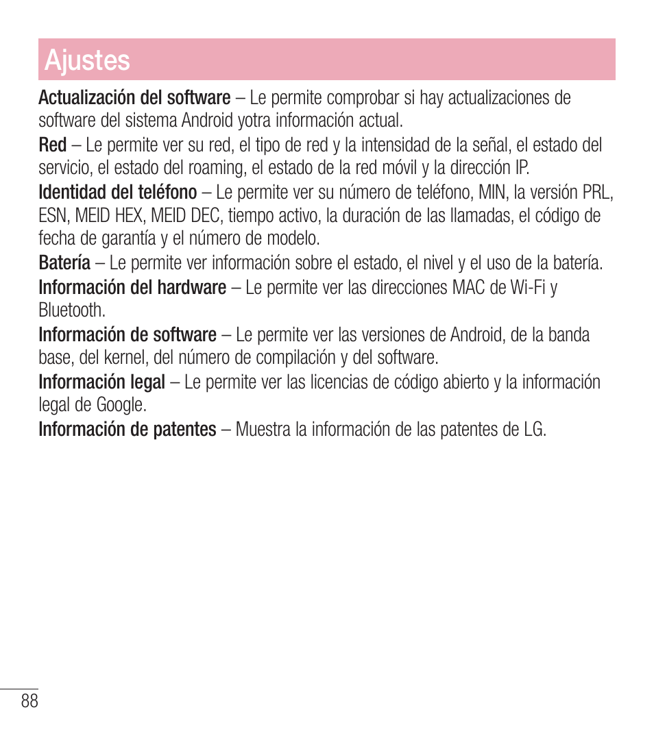 Ajustes | LG LGL39C User Manual | Page 185 / 201