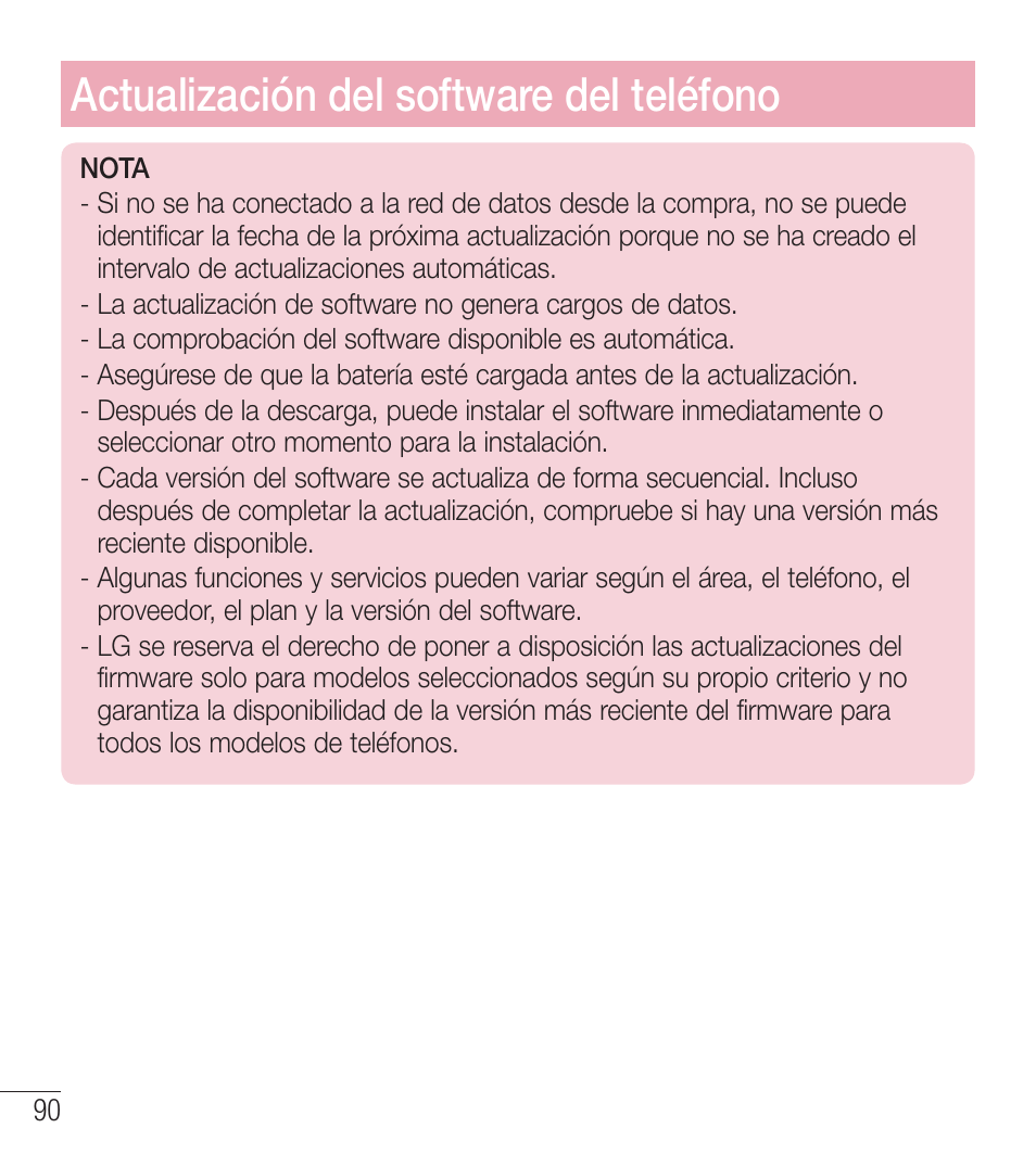 Actualización del software del teléfono | LG LGL39C User Manual | Page 187 / 201