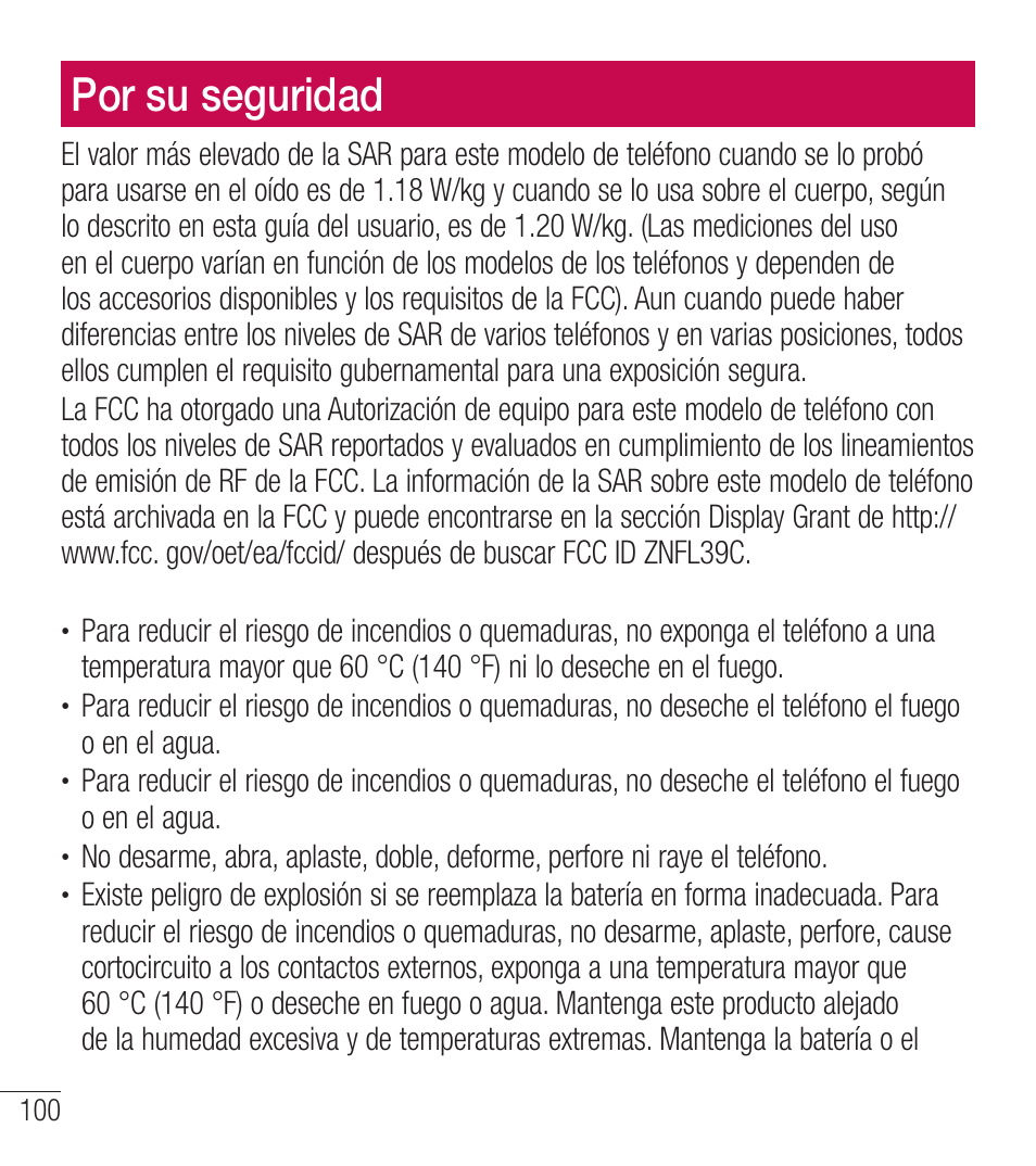 Por su seguridad | LG LGL39C User Manual | Page 197 / 201