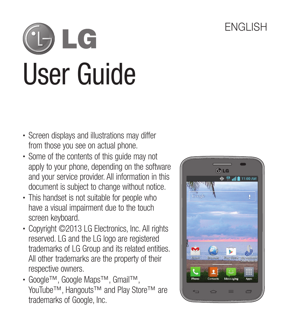 User guide, English | LG LGL39C User Manual | Page 2 / 201