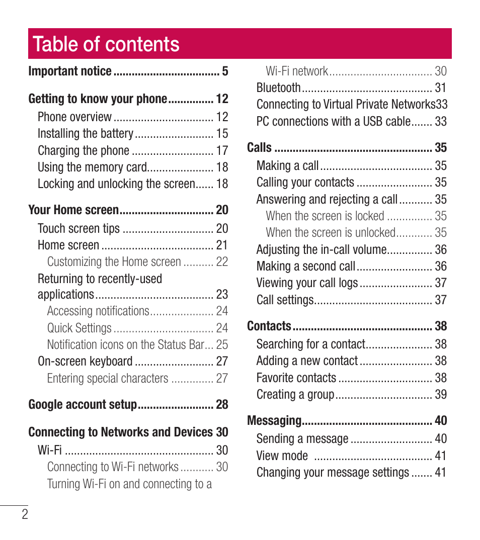 LG LGL39C User Manual | Page 3 / 201